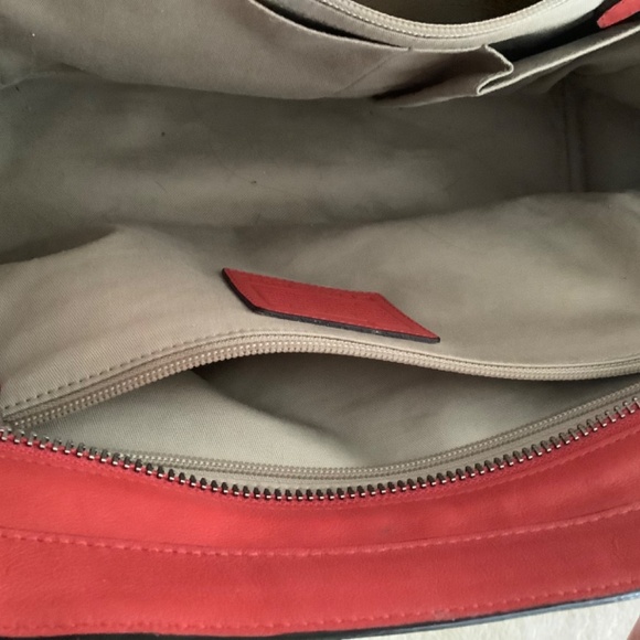 Coach Legacy Haley Red Leather and Leopard Print Cloth Trim Satchel With Tassel - Picture 7 of 12